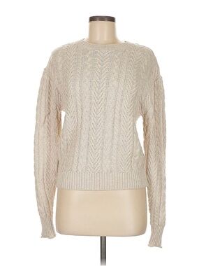 Evereve Cream Cable-Pattern Crewneck Sweater